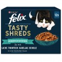 Purina Gatos Húmidos Felix Tasty Shreds (Seleção Peixes) 12x80gr.